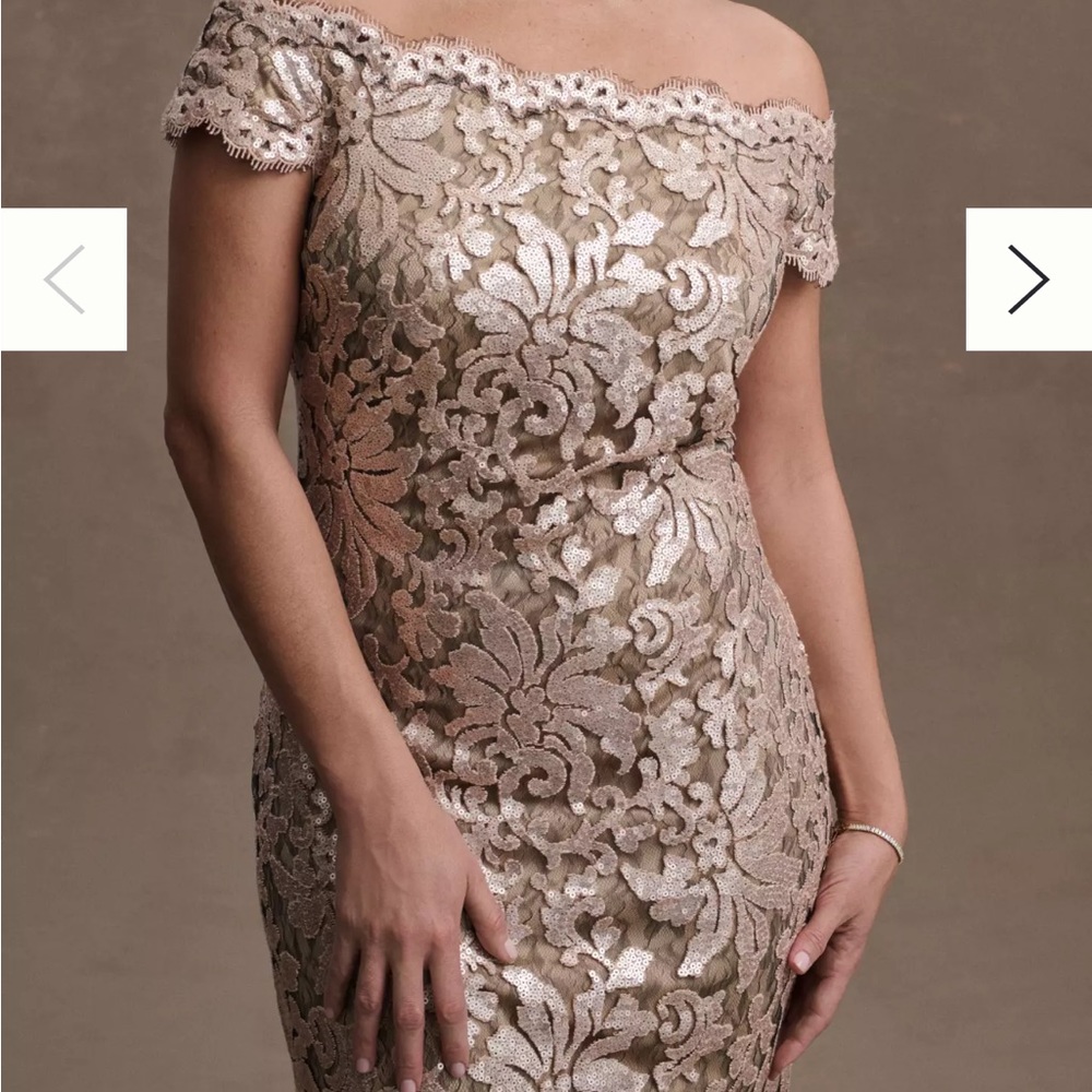 Tadashi Shoji Odette Off-Shoulder Sequin Mesh Column Gown